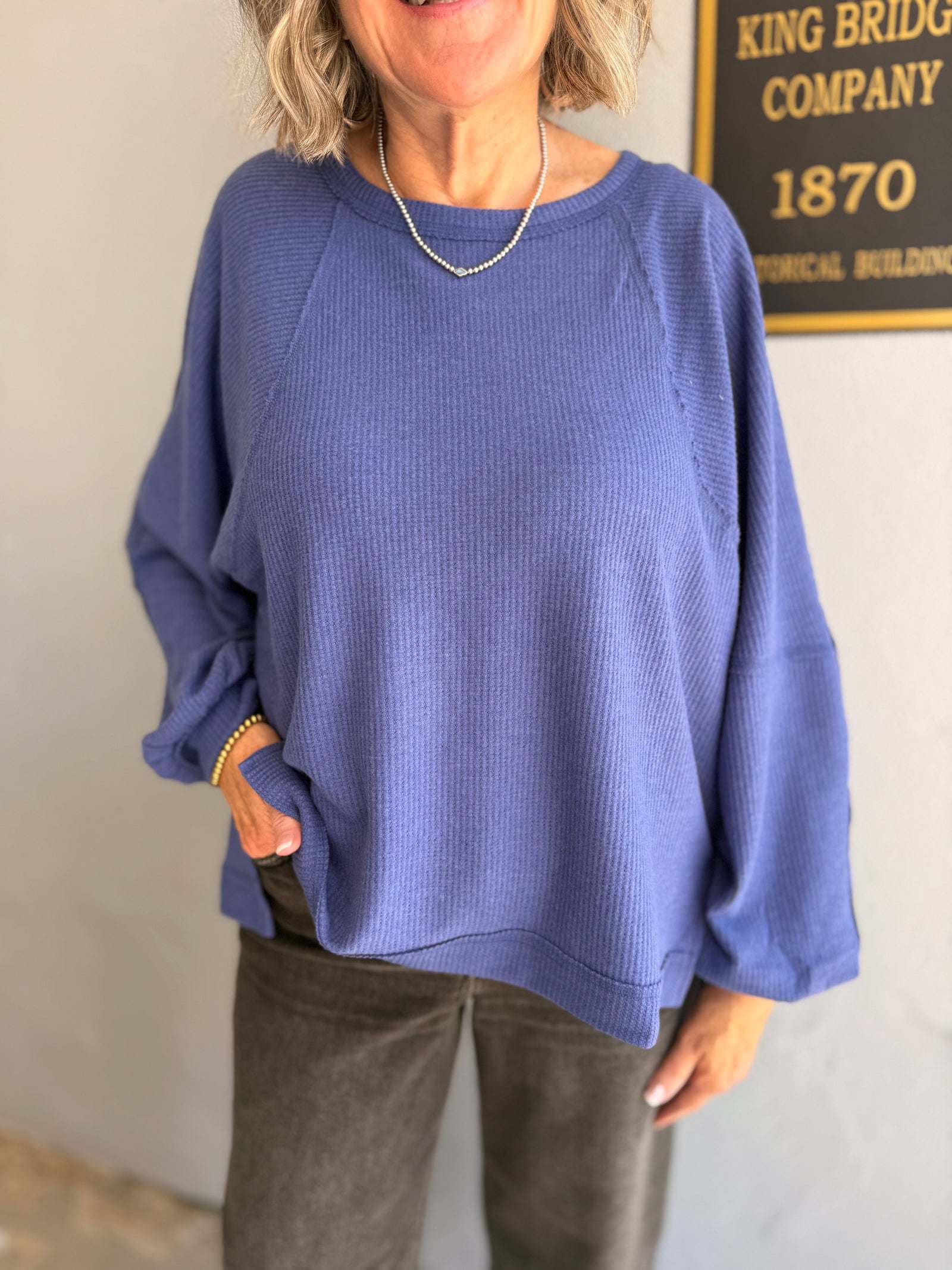 Brushed Waffle Long Sleeve Top