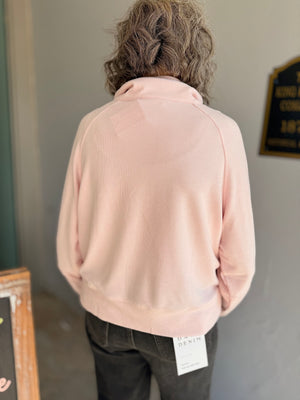 Pink Soft Ribbed Half Zip Pullover