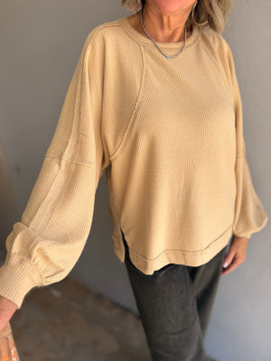 Brushed Waffle Long Sleeve Top