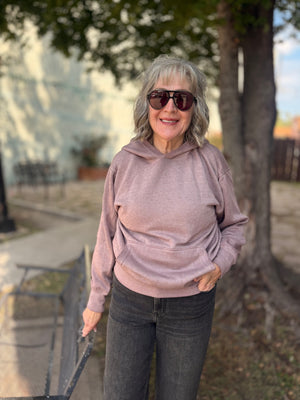 Mono B Rose Taupe Burnout Fleece Hoodie