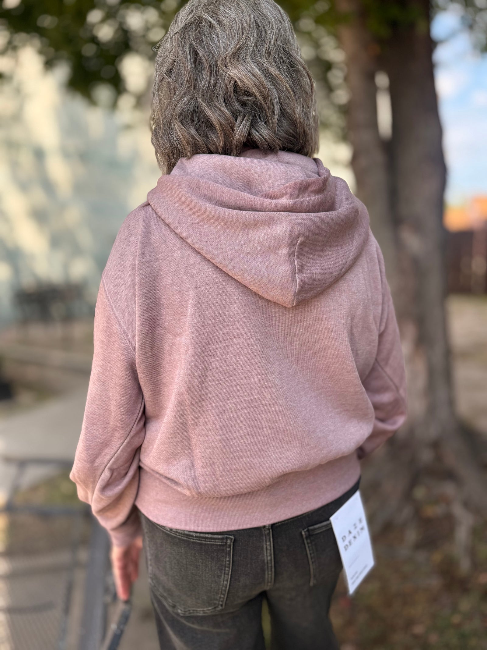 Mono B Rose Taupe Burnout Fleece Hoodie