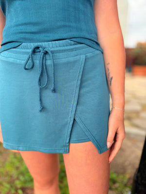 Hyfve Teal Wrap Front Skort