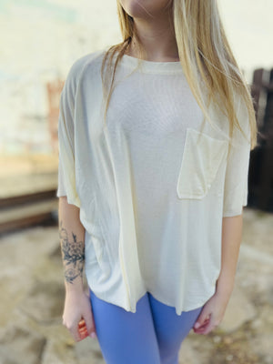 Oversized Pocket Front Basic T-Shirt