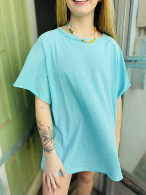 Aqua Oversized Basic T-Shirt