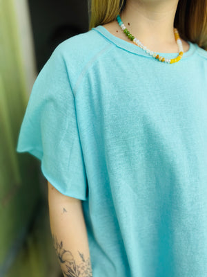 Aqua Oversized Basic T-Shirt