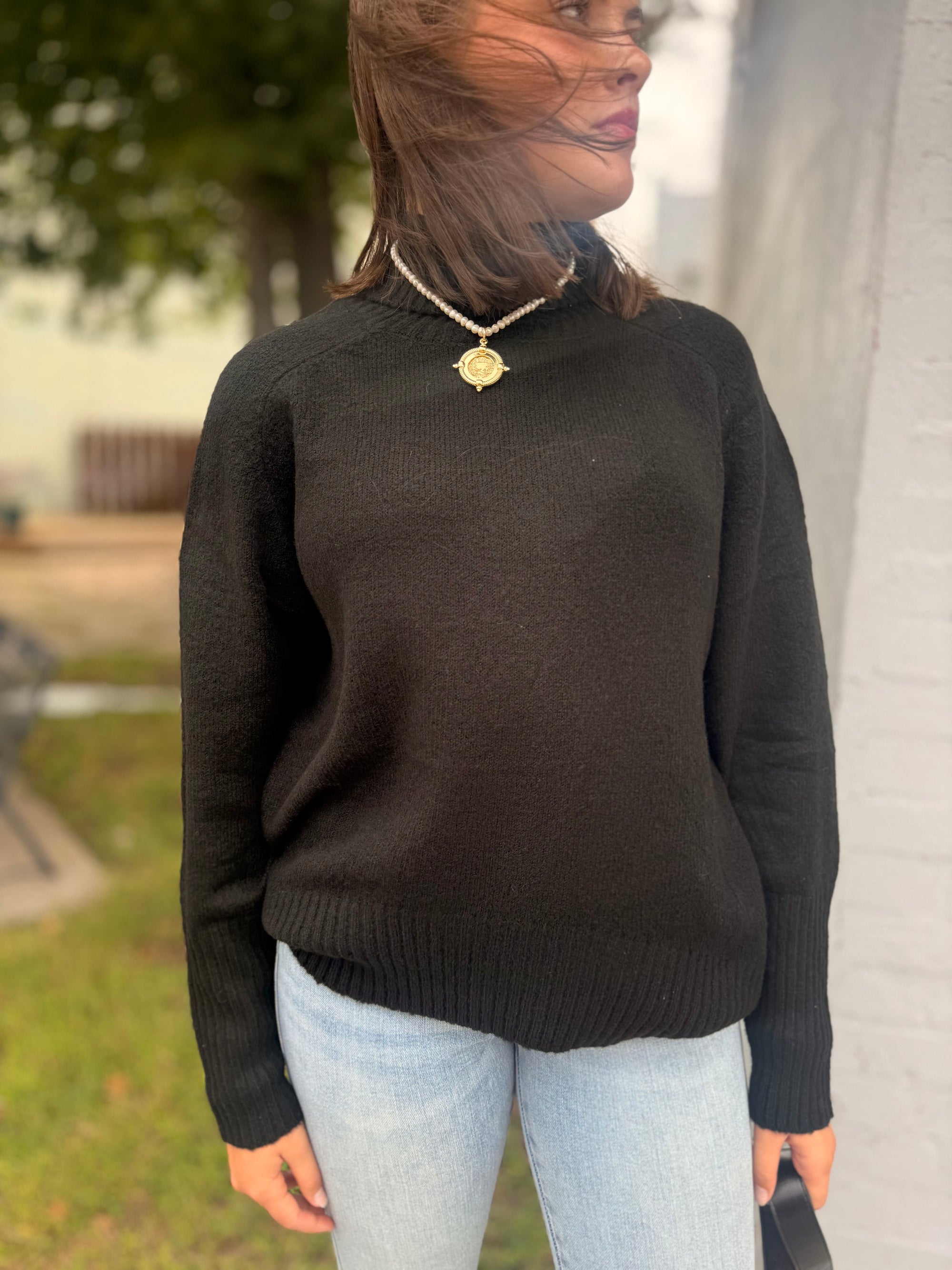 Oversized High Low Turtleneck Sweater