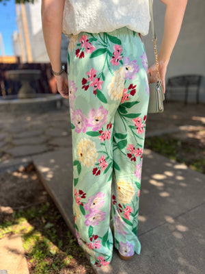 Olivaceous Sage Floral Woven Pants