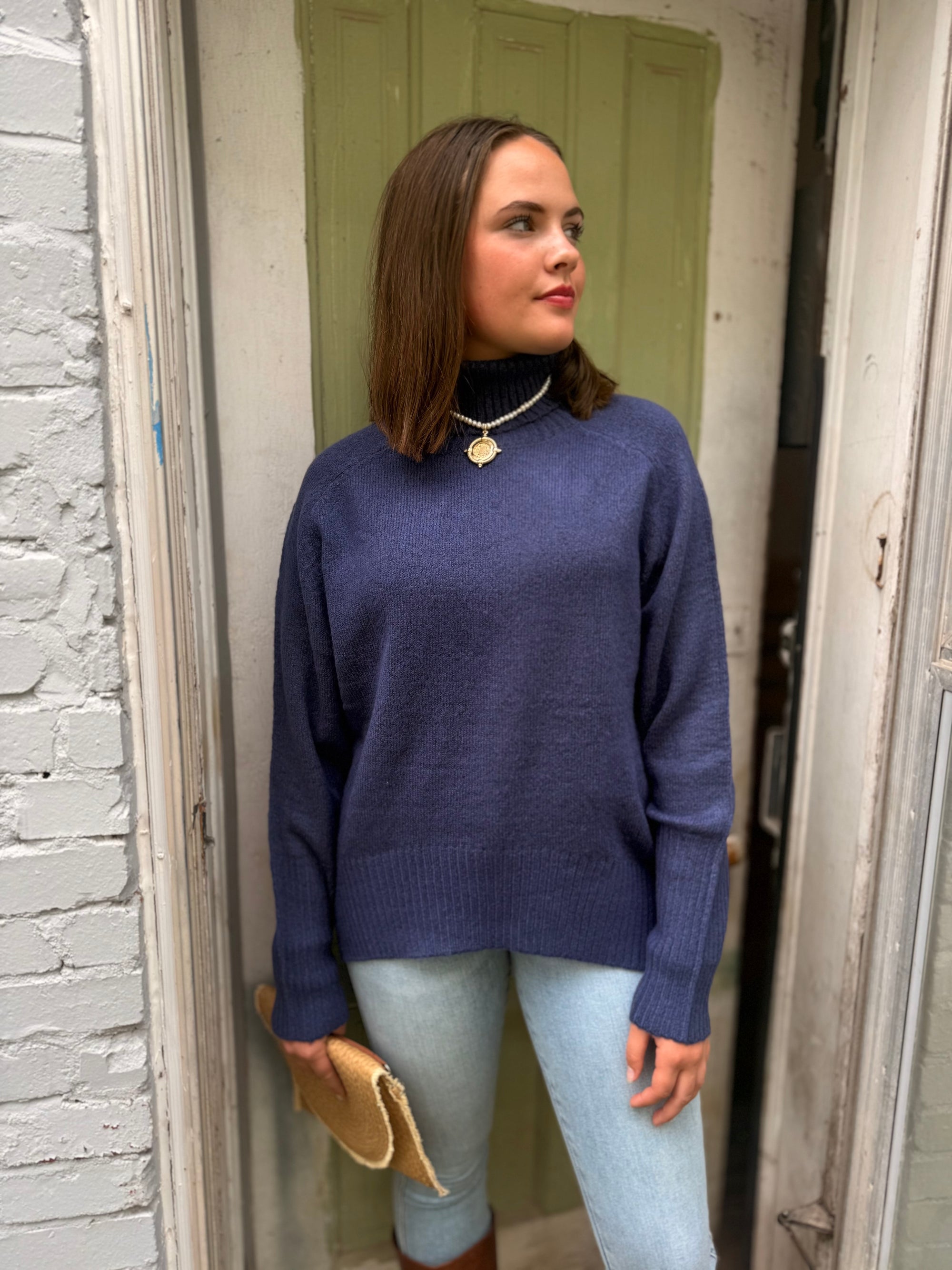 Oversized High Low Turtleneck Sweater
