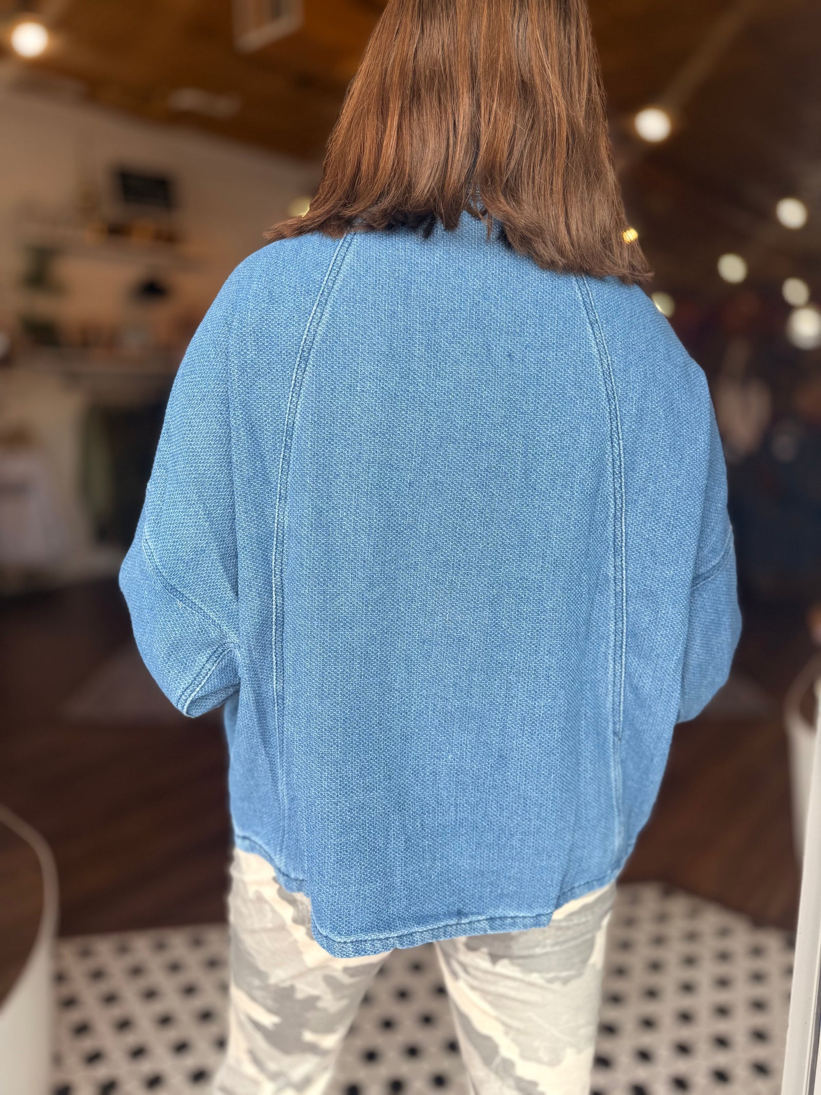 Textured Button Up Denim Shacket