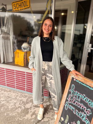 Heather Grey Oversized Sweatshirt Cardigan