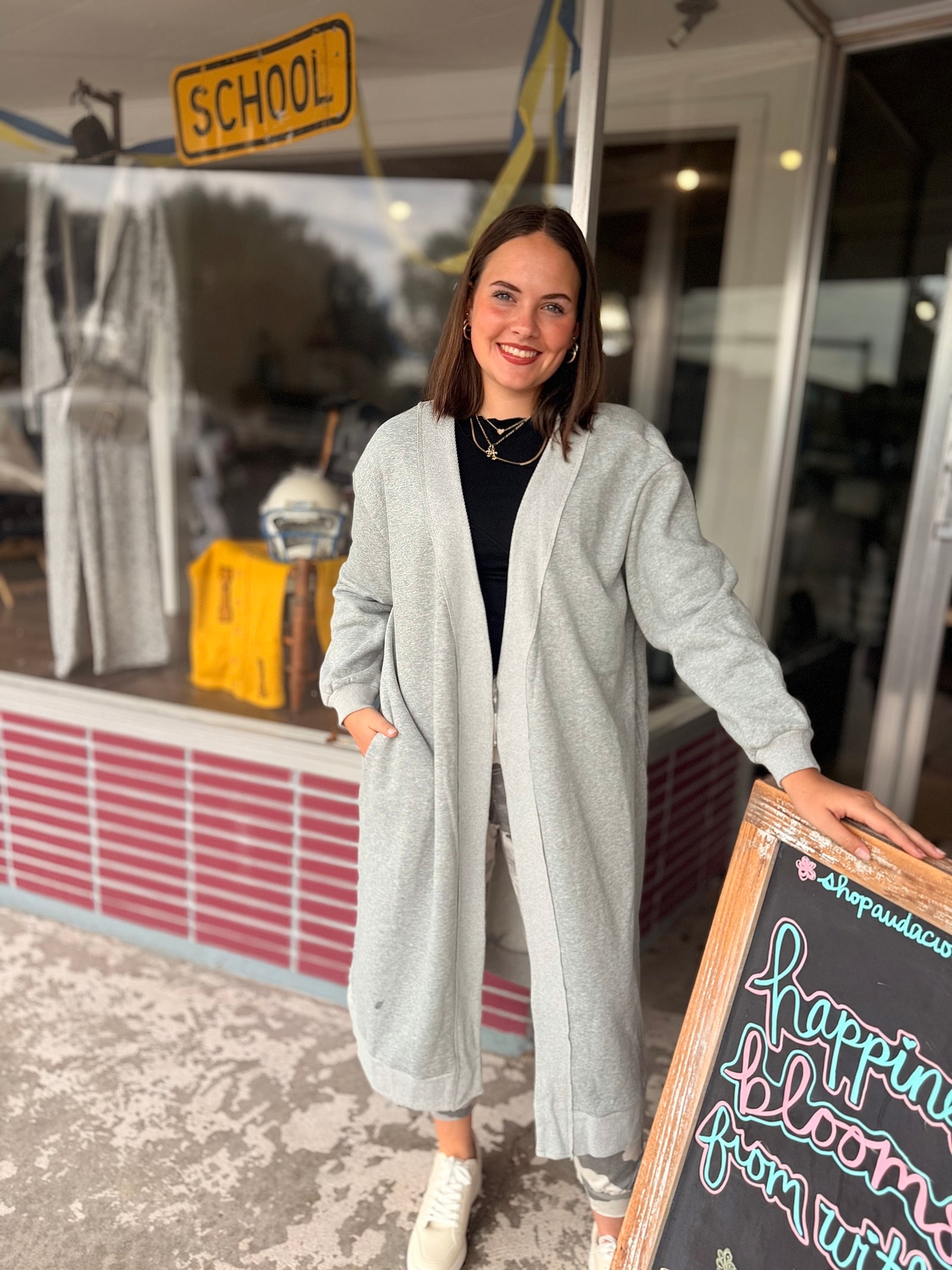 Heather Grey Oversized Sweatshirt Cardigan