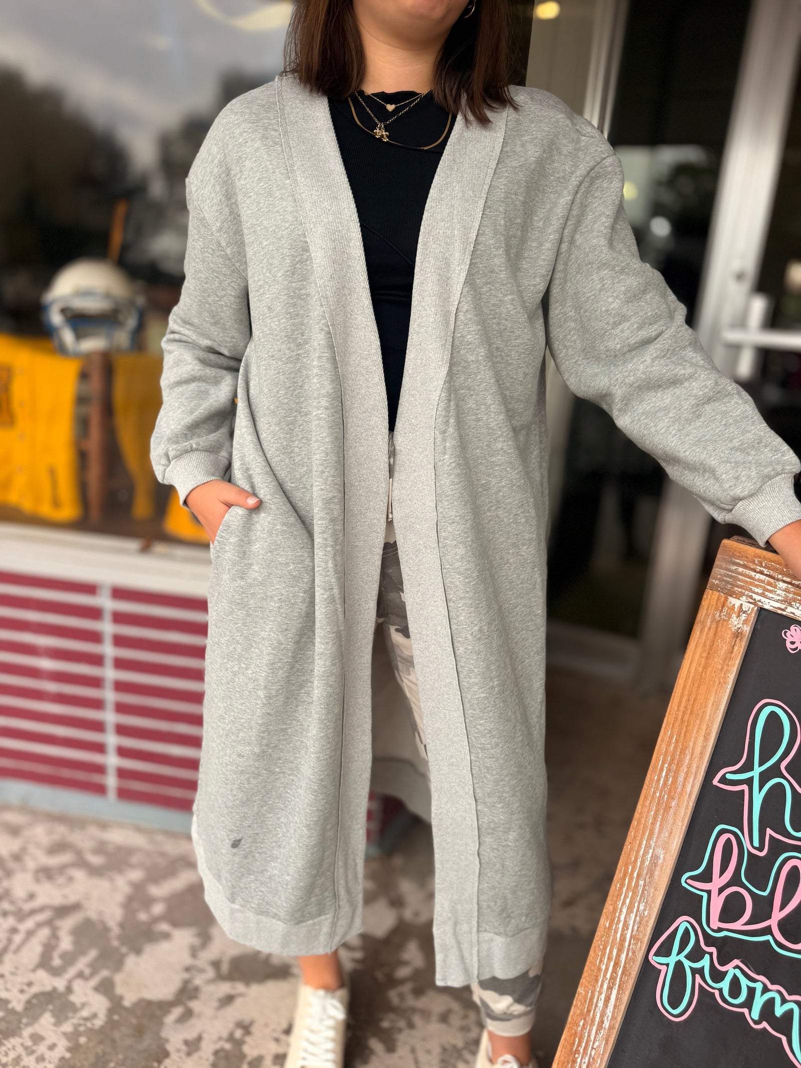 Heather Grey Oversized Sweatshirt Cardigan