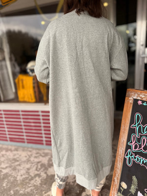Heather Grey Oversized Sweatshirt Cardigan