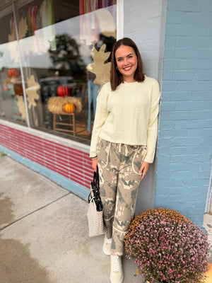 Easel Camo Wide Leg Terry Knit Pants