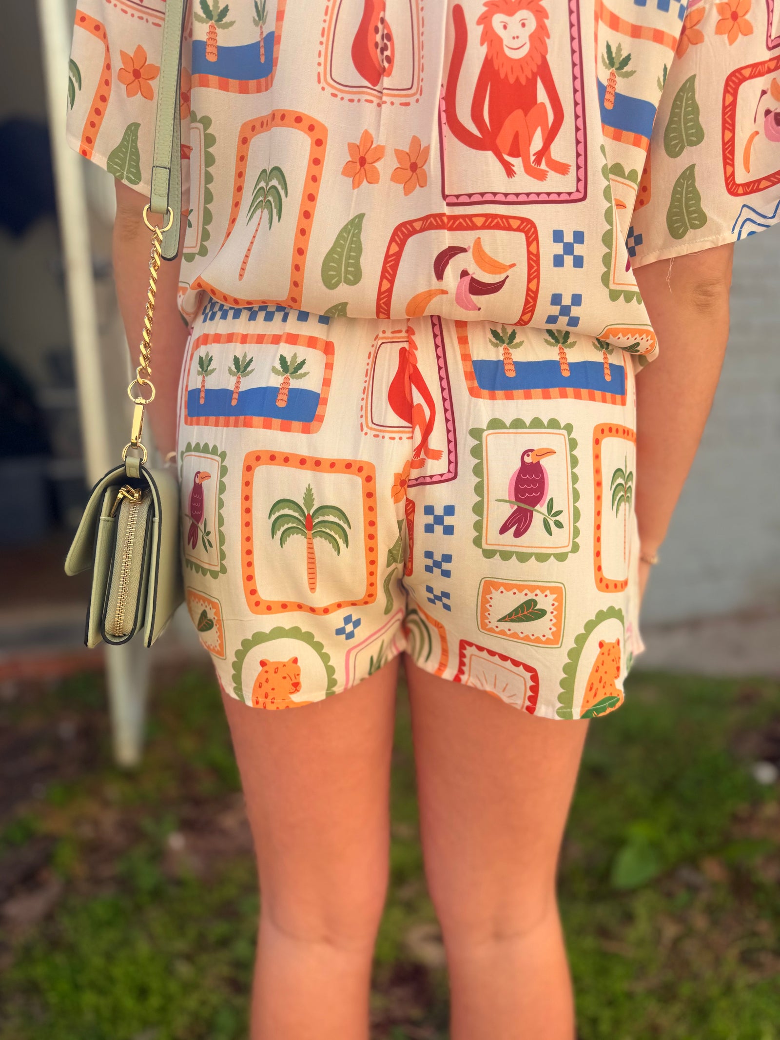 Sage + Fig Tropical Tile Shorts