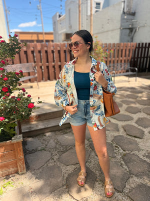 Easel Italian Summer Oversized Button Up