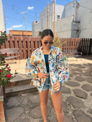 Easel Italian Summer Oversized Button Up