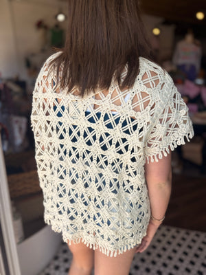 Easel Natural Crochet Top