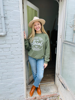 Green Support Local Farmers Crew Sweatshirt