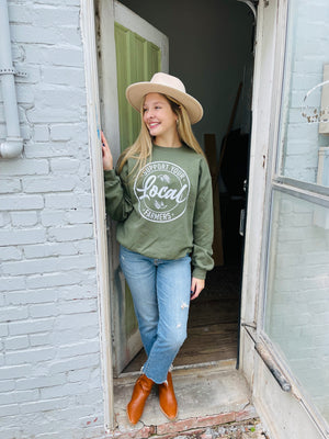 Green Support Local Farmers Crew Sweatshirt