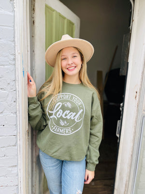 Green Support Local Farmers Crew Sweatshirt