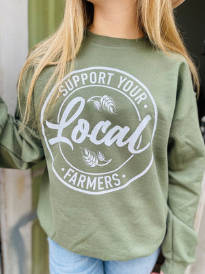 Green Support Local Farmers Crew Sweatshirt