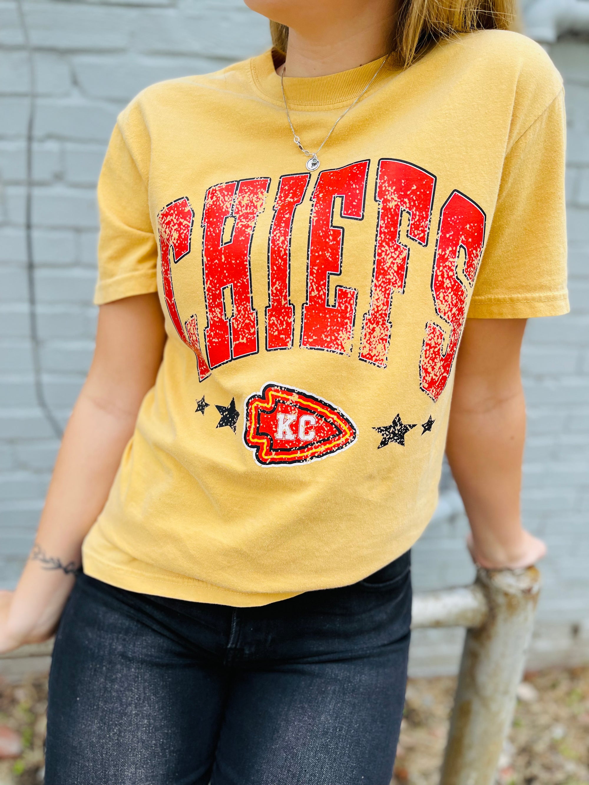 Mustard Chiefs Star Graphic T-Shirt