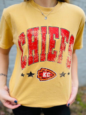 Mustard Chiefs Star Graphic T-Shirt