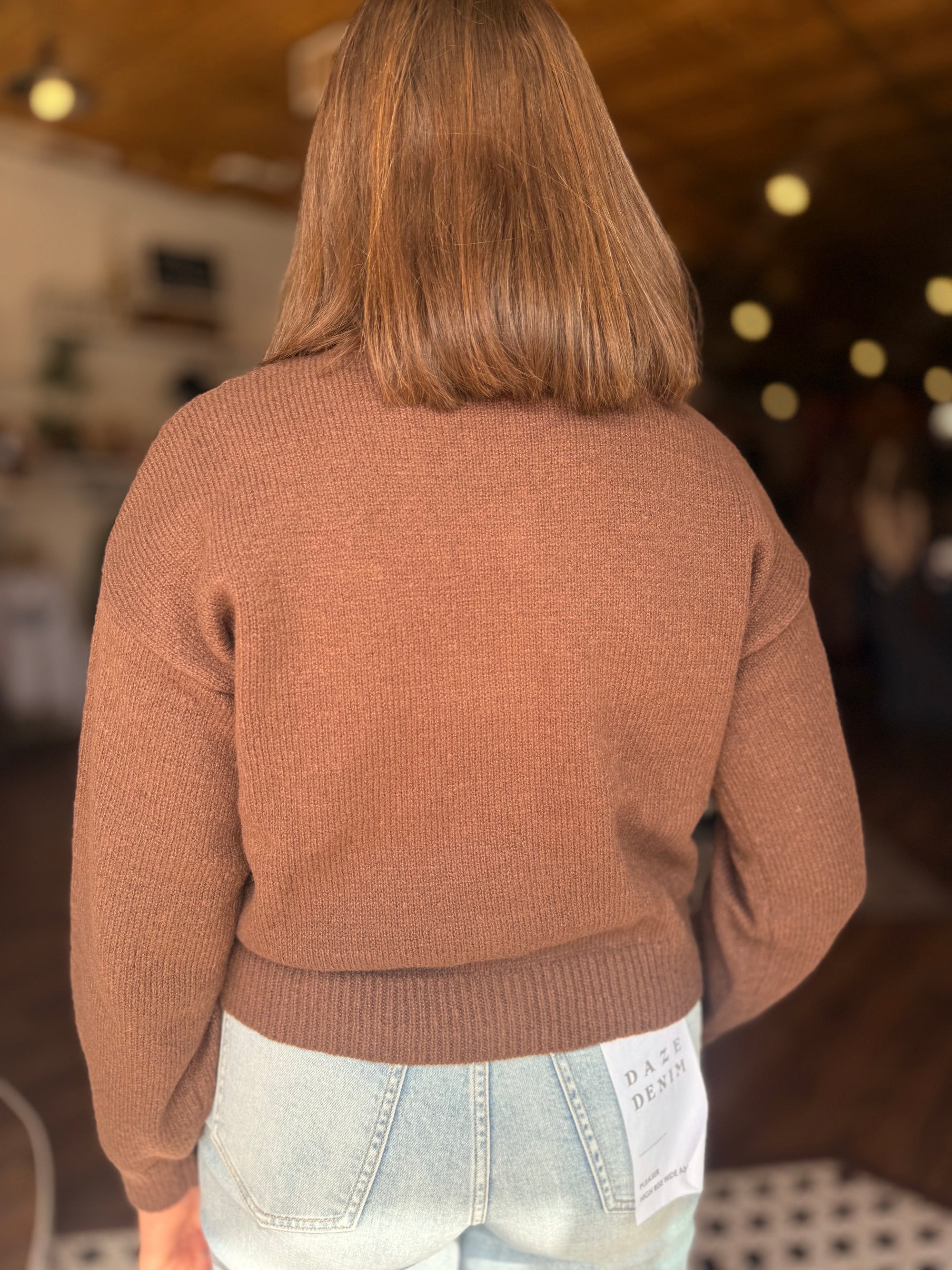 Brown Checkered Toggle Button Cardigan