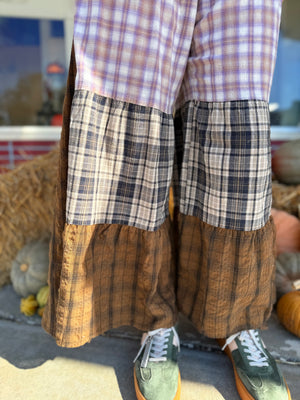 Oddi Flowy Maxi Mixed Plaid Pants