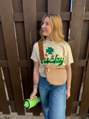 Ivory Lucky Shamrock Graphic T-Shirt