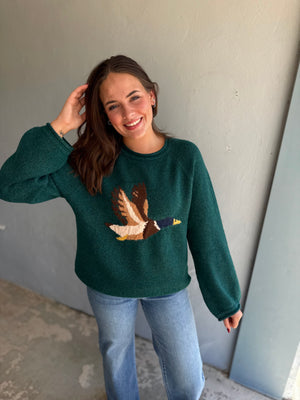Very J Green Mallard In Flight Sweater Top