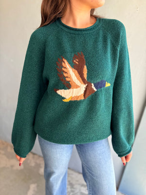 Very J Green Mallard In Flight Sweater Top