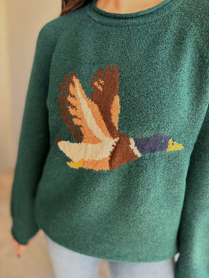Very J Green Mallard In Flight Sweater Top