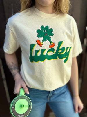 Ivory Lucky Shamrock Graphic T-Shirt