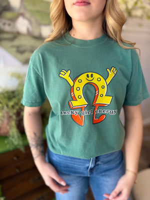 Light Green Lucky Girl Energy Graphic T-Shirt