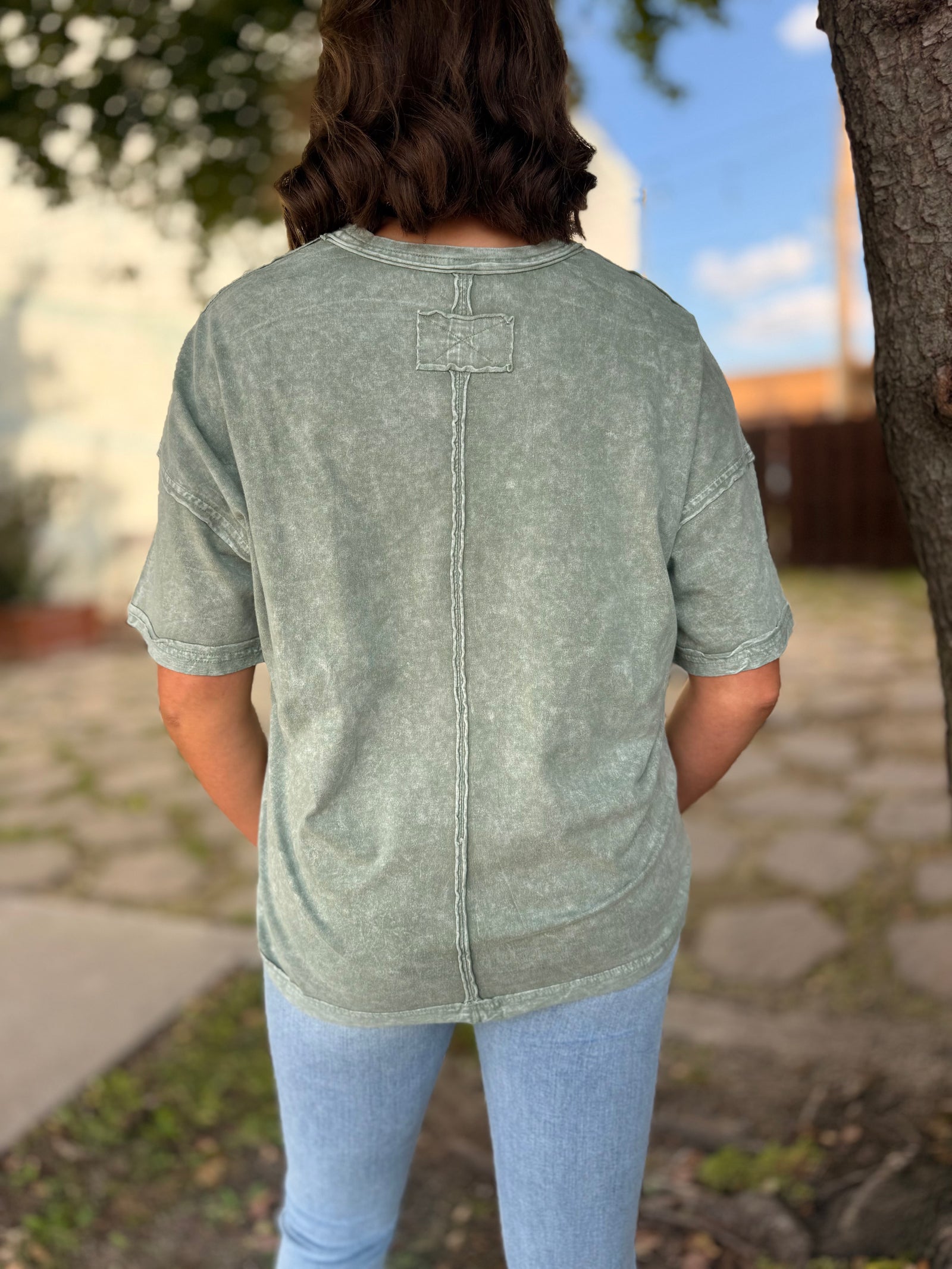 Olive Western Short Sleeve Graphic Top