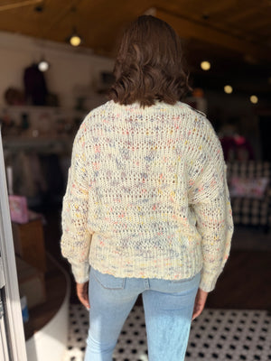 Ivory Multi Color Knit Sweater