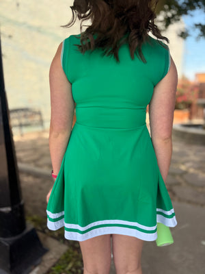 Very J Kelly Green Collared Sleeveless Tennis Dress