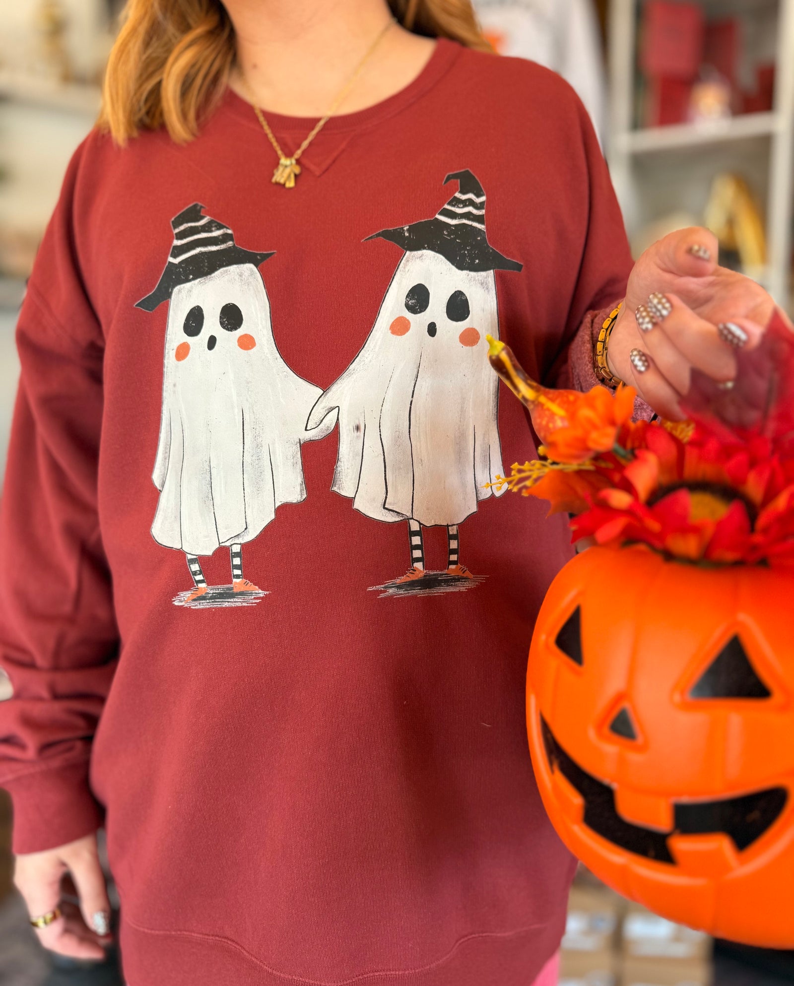 Garment Dyed Oversized Friendly Ghost Crewneck