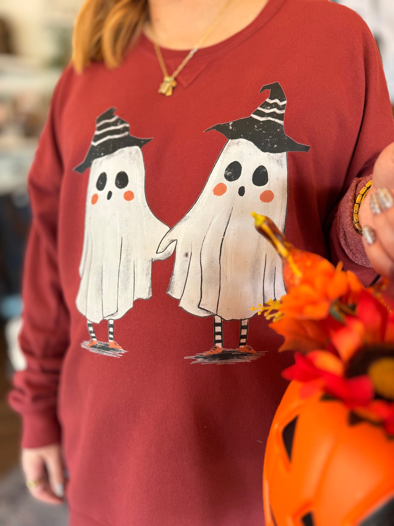 Garment Dyed Oversized Friendly Ghost Crewneck