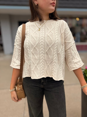 Blush Multi Color Flower Jacquard Sweater