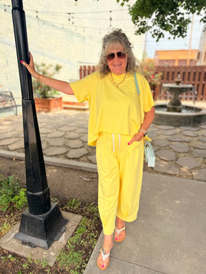 Davi + Dani Yellow Washed Barrel Pants