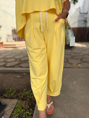 Davi + Dani Yellow Washed Barrel Pants