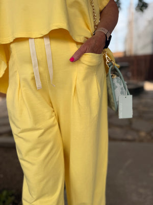 Davi + Dani Yellow Washed Barrel Pants