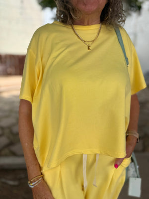 Davi + Dani Yellow Washed Pleat Detail Top