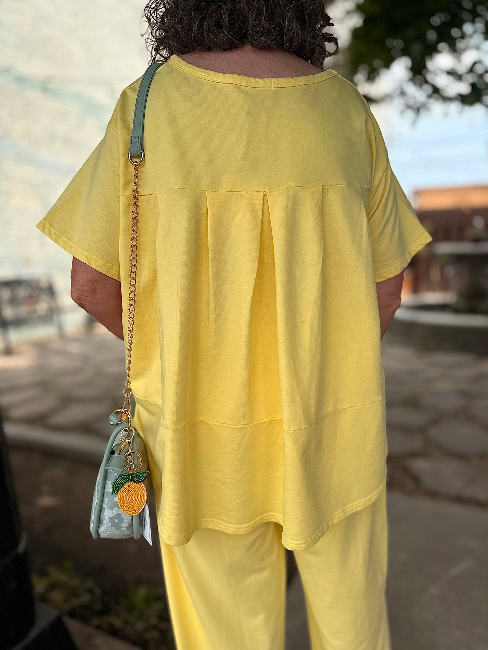 Davi + Dani Yellow Washed Pleat Detail Top