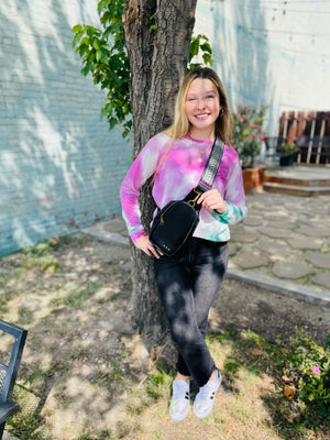 Pink + Green Tie Dye Long Sleeve Top