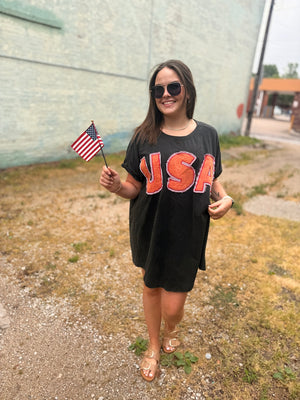 Bibi Black USA Patchwork T-Shirt Dress