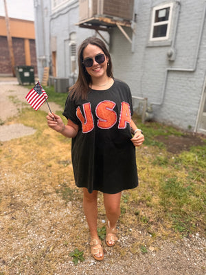 Bibi Black USA Patchwork T-Shirt Dress